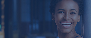 Woman with short hair laughing