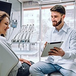 woman smiling in dental chair 